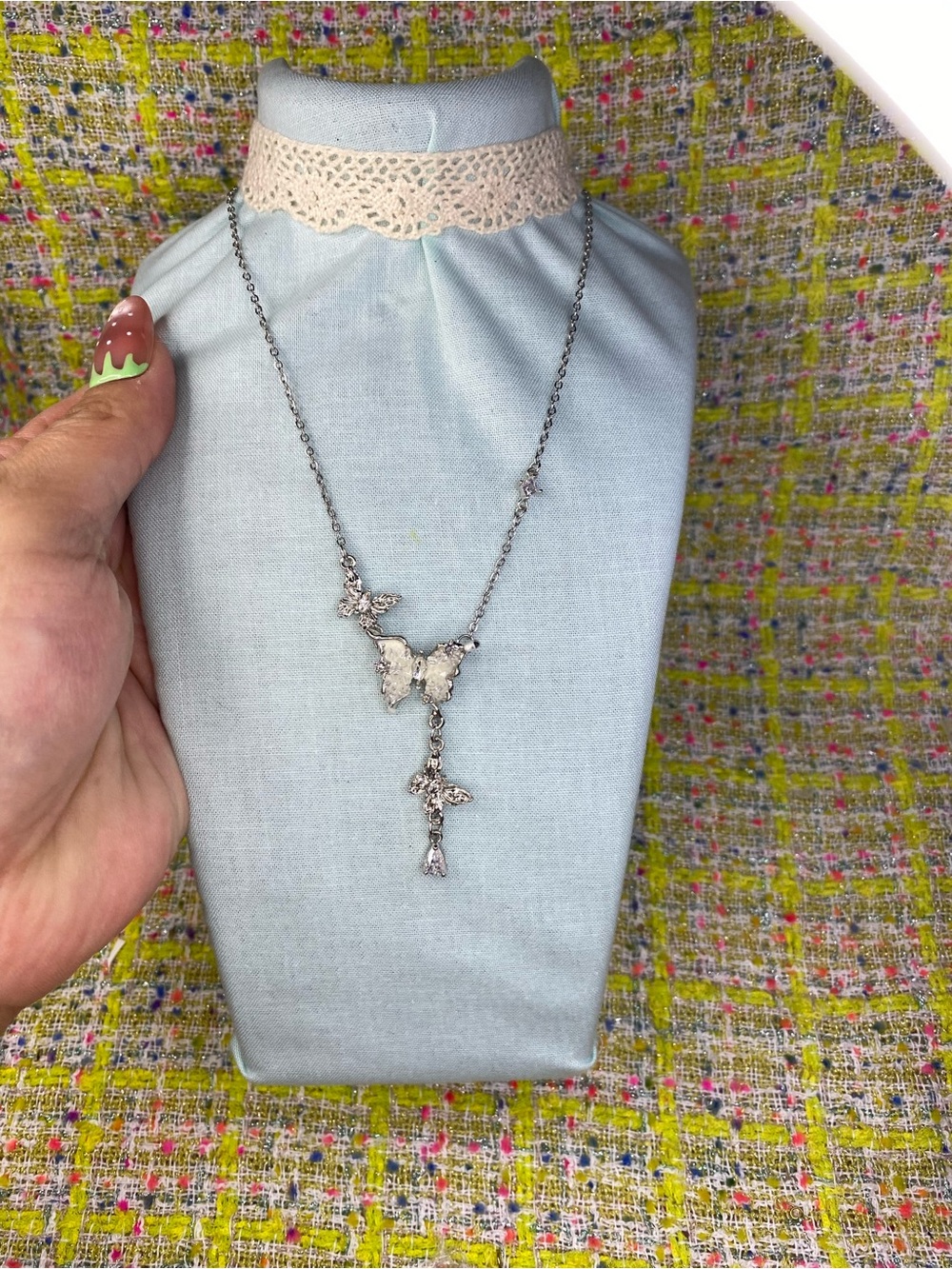 Delicate Silver Butterfly Pendant Necklace - Sparkling CZ Accents